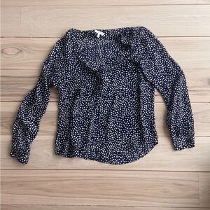 Joie Navy and White Polka Dot Blouse